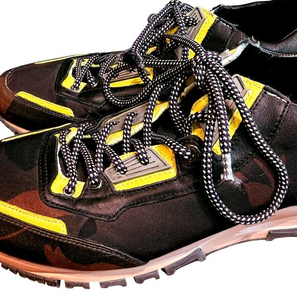 Lanvin Paris Men Sneakers Camo Yellow Details Size 7 Leather Inside and Upper main image 9